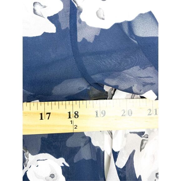 Theory Marah Floral Chiffon Dress Blue Size 6 Sheer Mini Dress - Picture 8 of 11